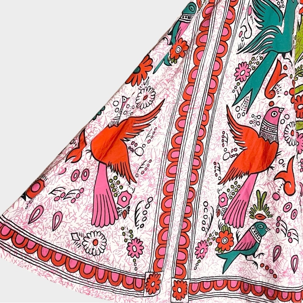 ANTHROPOLOGIE Odille Rare Vintage Otomi Folkloric Bird Skirt Size 4 Cotton - Picture 4 of 7